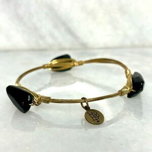 BB Bourbon & Boweties Arrowhead 3 Black Stones Wire 3" Bangle Bracelet